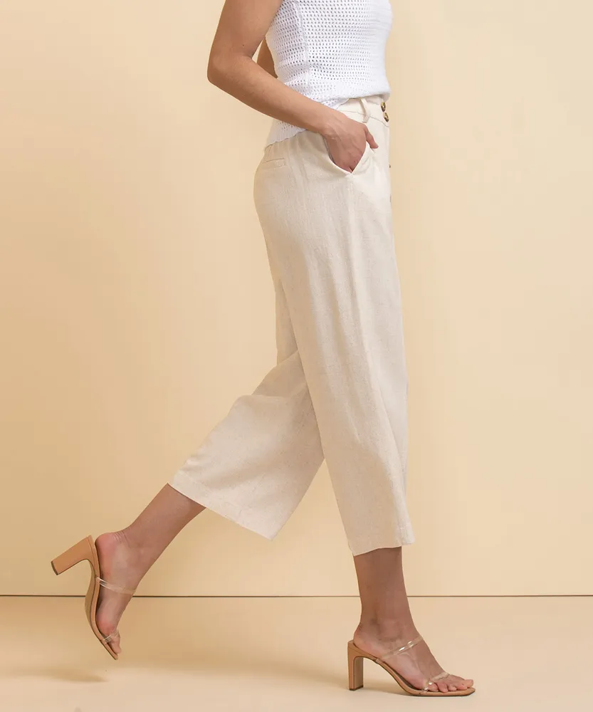 Viscose Linen Wide Crop Pant