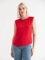 Sleeveless Blouse with Shoulder Trim