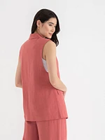 Classic Mid-Length Linen Vest