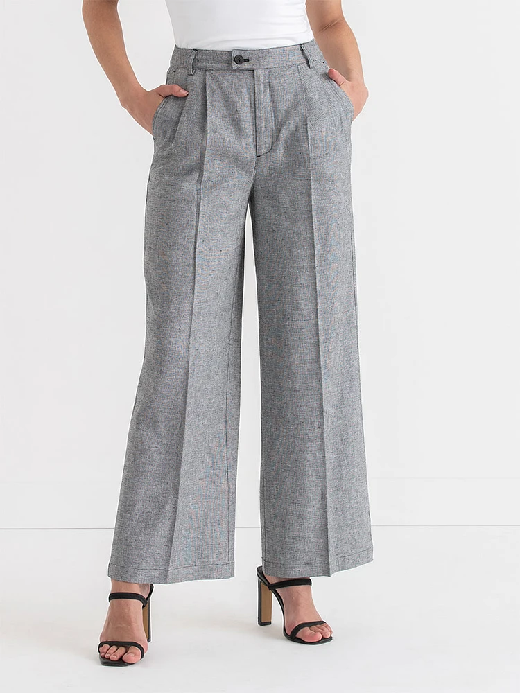 Linen Blend Wide Leg Pant