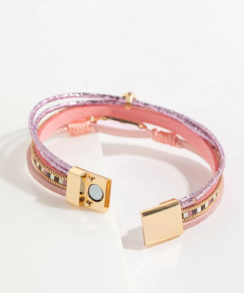 Pink Layered Snap Bracelet