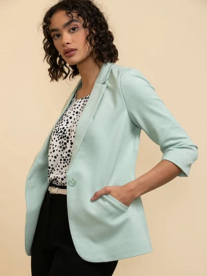 Hampton 3/4 Ruched Sleeve Ponte Blazer