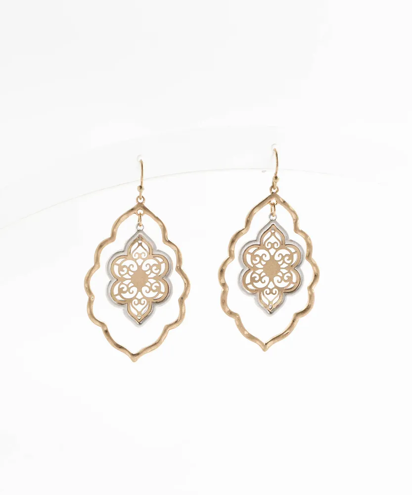 Floral Wire Design Drop Earrings