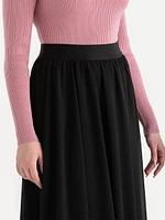 Chiffon A-Line Midi Skirt