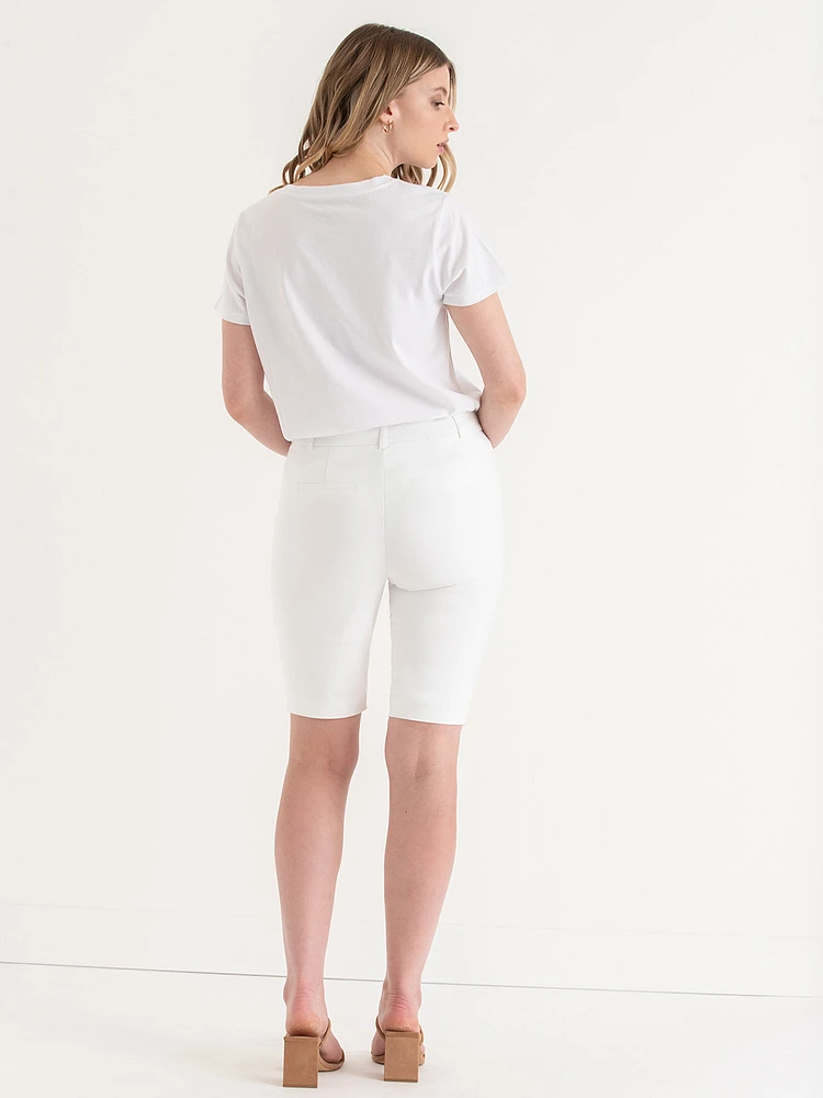 Slim Bermuda Shorts Cotton Sateen