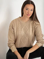 Metallic Cable Knit Sweater