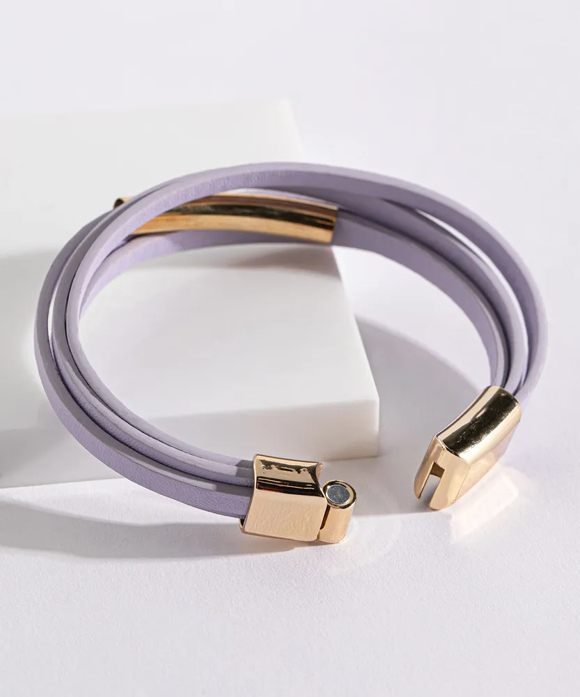 Lilac Snap Bracelet with Gold Post Detail