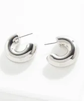 Medium Chunky Silver Hoop Earrings