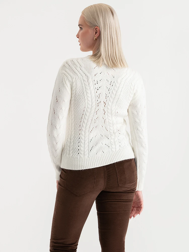 Crewneck Cable Knit Sweater