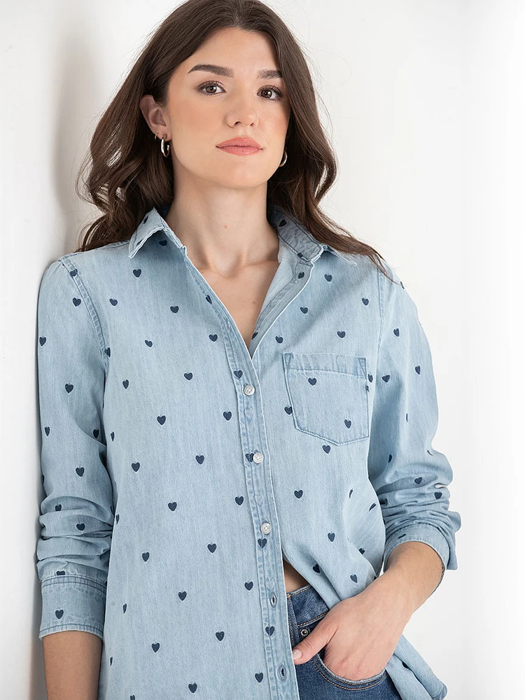 Classic Fit Denim Button-Up Shirt