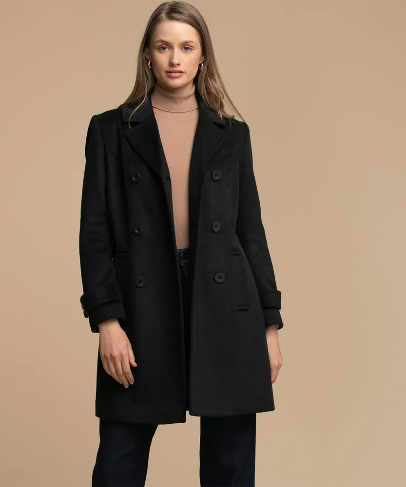 Double Breasted Wool Blend Coat
