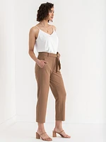 Belted Straight Crop Pant Scuba Crepe