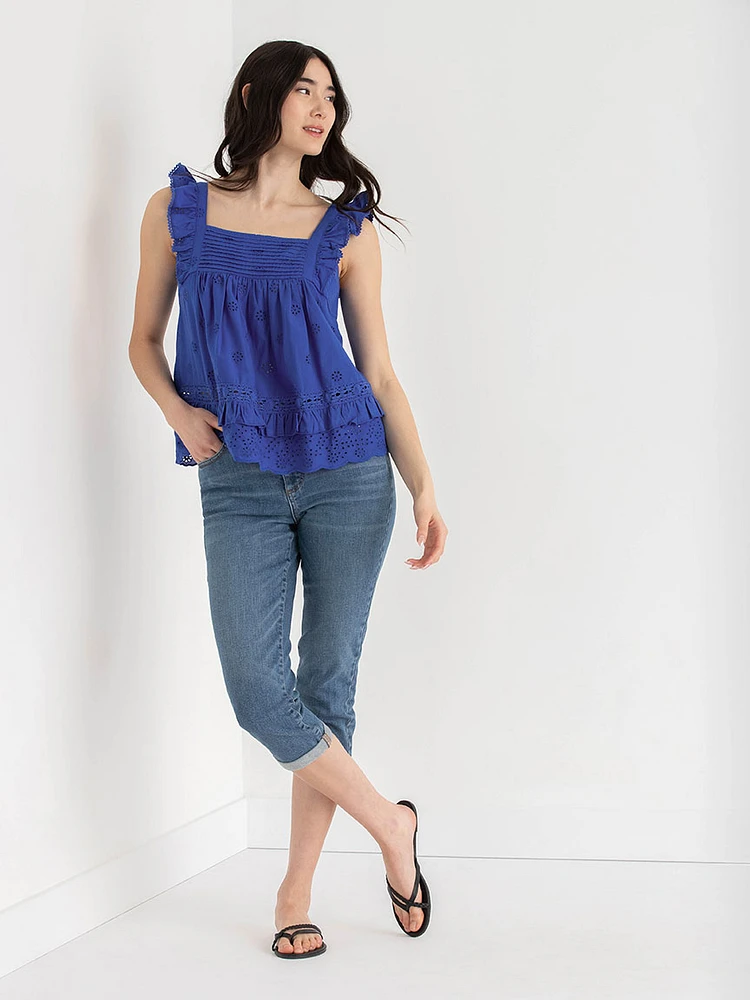 Cotton Ruffle Tank Blouse