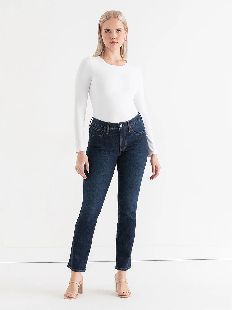 Stevie Straight Mid Rise Jeans