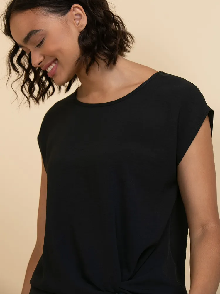 Short Sleeve Twist Front Blouse by Ripe