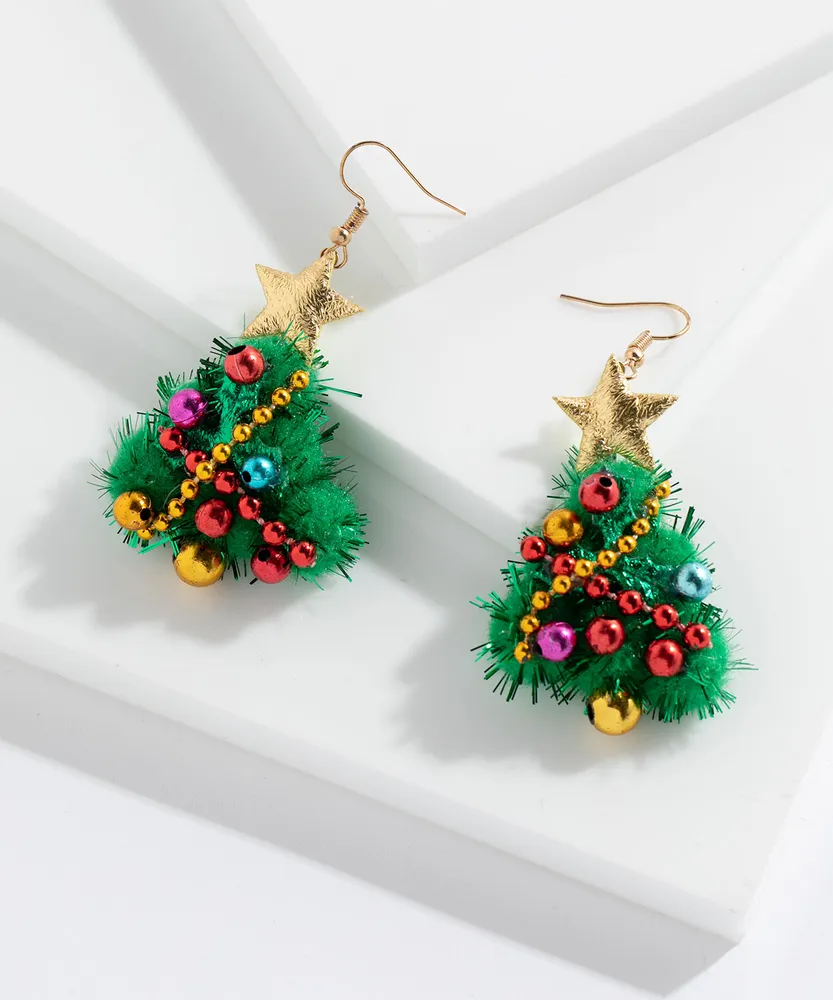 Christmas Tree Poof Earring