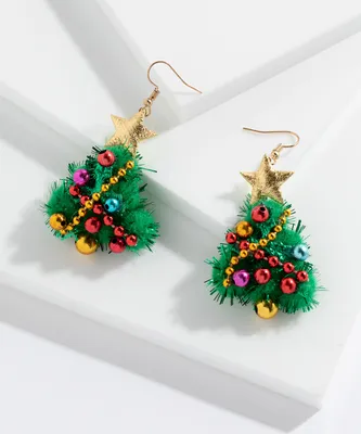 Christmas Tree Poof Earring