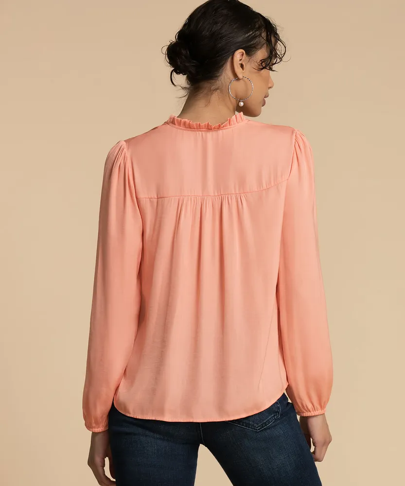 Silky Long Sleeve Peasant Blouse