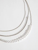 Tiny Crystal and Pearl Layered Necklace