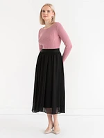 Chiffon A-Line Midi Skirt