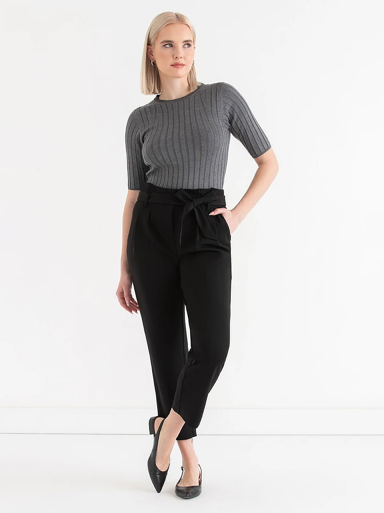 Short Sleeve Ribbed Sweater