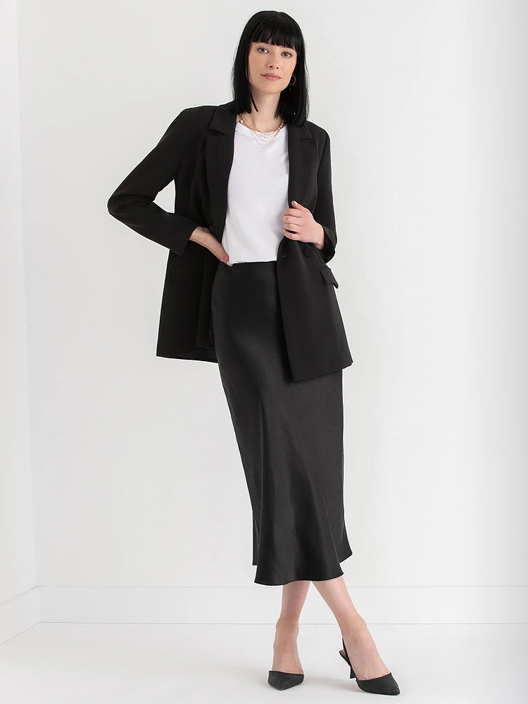 Crepe Double Breasted Relaxed Blazer