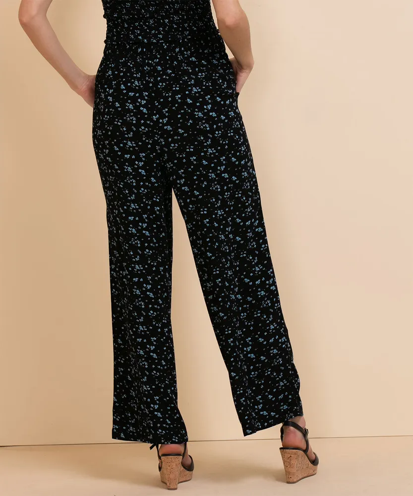 Printed Pull-Up Wide Leg Pant