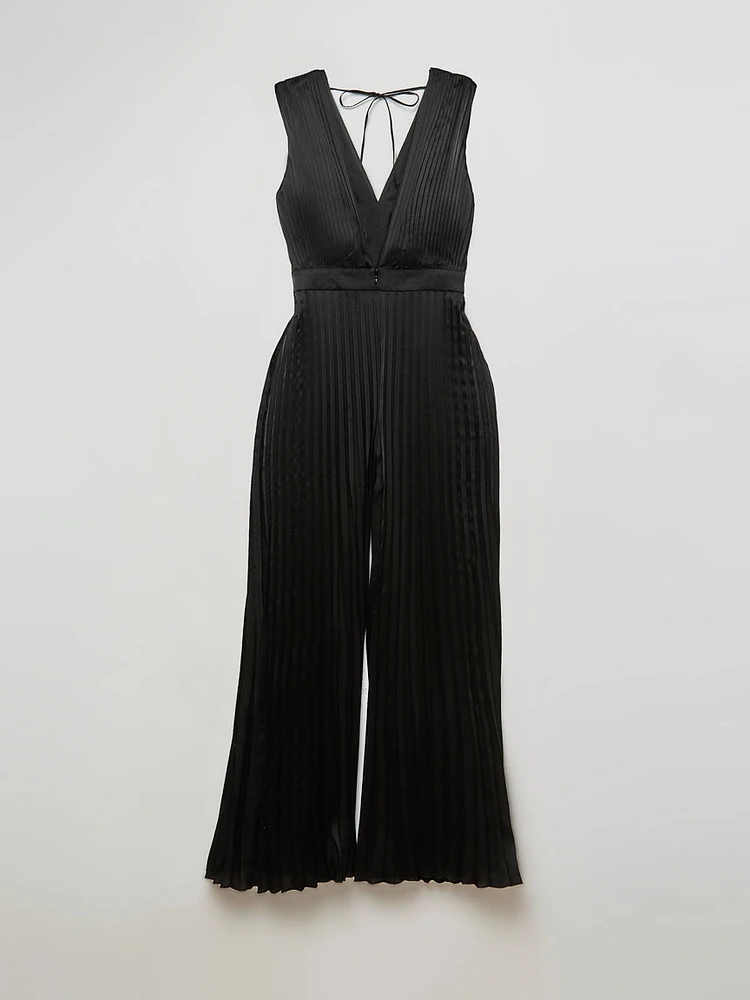 Satin Pleated Jumpsuit