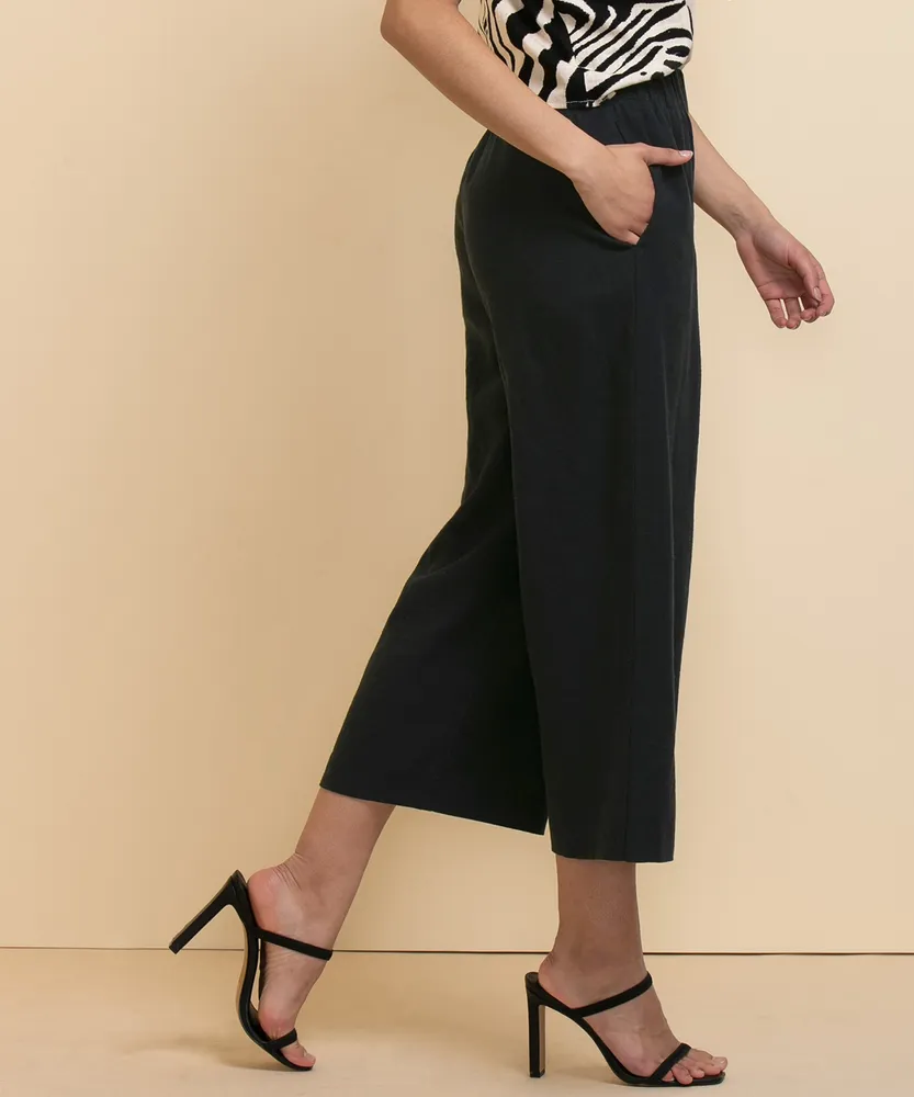 Wide-Crop Viscose Linen Pants