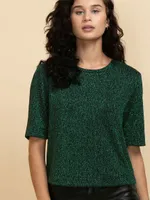 Short Sleeve Boxy Tee with Shoulder Pads