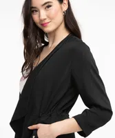 3/4 Sleeve Drape Front Jacket