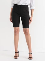 Slim Bermuda Shorts Cotton Sateen