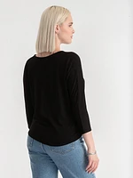 Easy V-Neck Hacci Knit Top