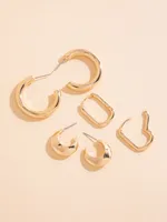 Trio Pack Huggie, Squoval, and Tube Hoop Earrings