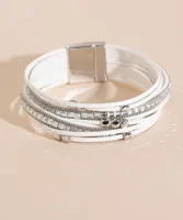 White Snap Bracelet with Silver Gems