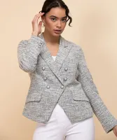 Double Button Knit Boucle Blazer