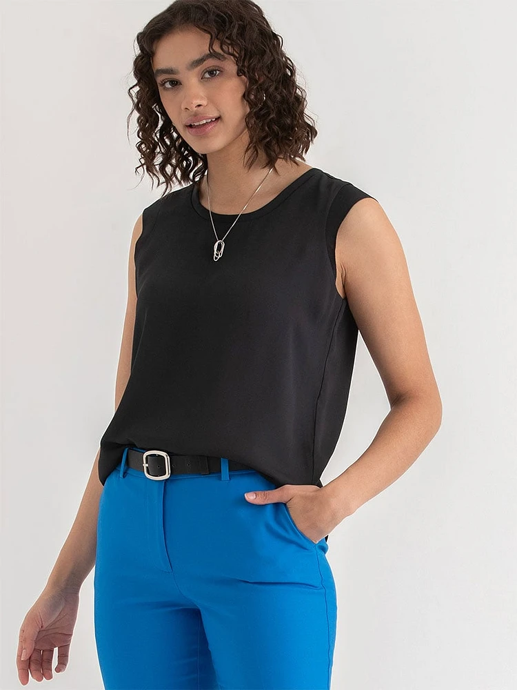 2-Layer Cap Sleeve Blouse