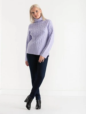 Mock Neck Cable Sweater