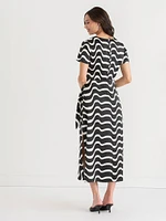 Short Sleeve Twisted Tie Front Maxi Dress