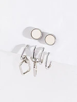 Stud & Paper Clip Huggie Hoop Earring Trio