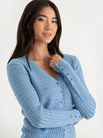 V-Neck Cable Knit Cardigan