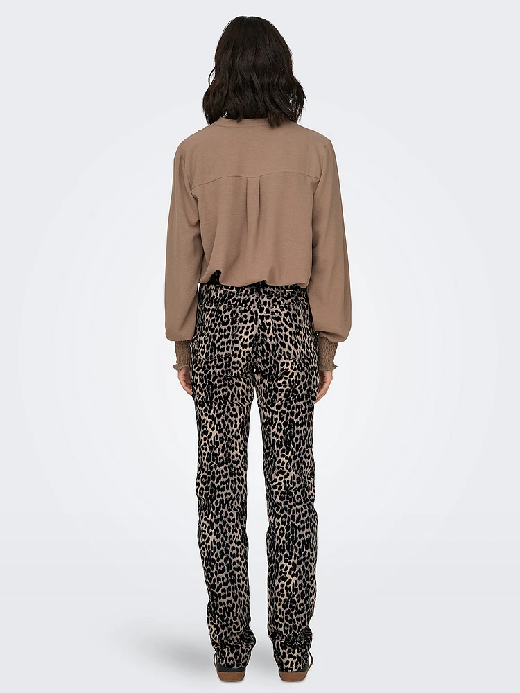 Leopard Print Straight Leg Jeans