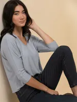 Easy V-Neck Hacci Knit Top