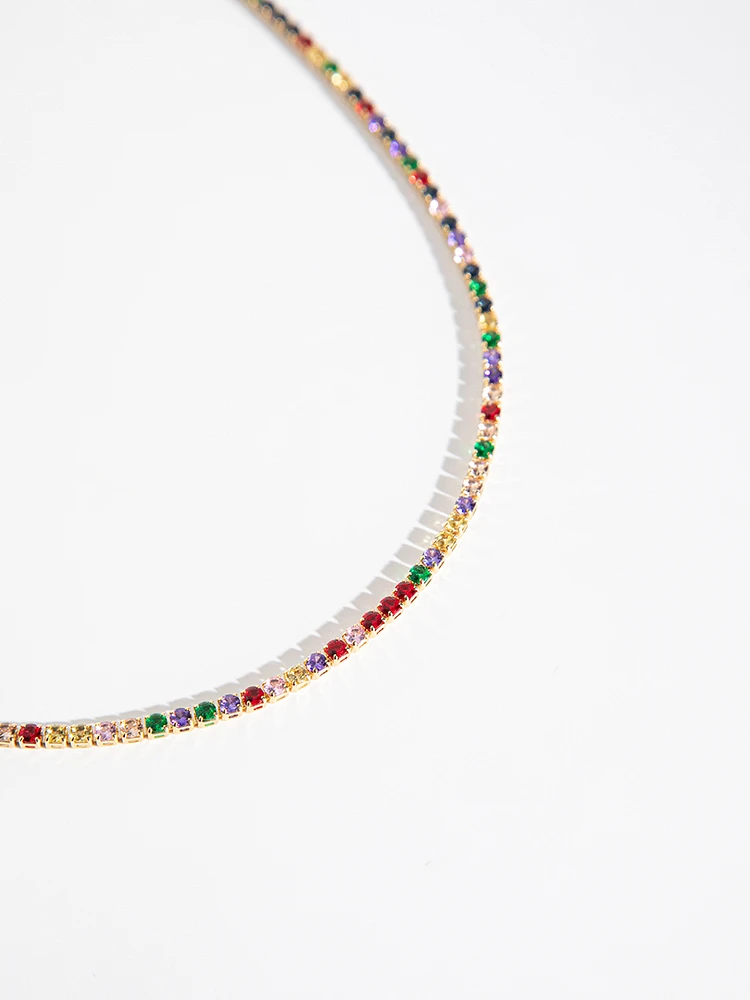 3mm Coloured Stone Tennis Necklace