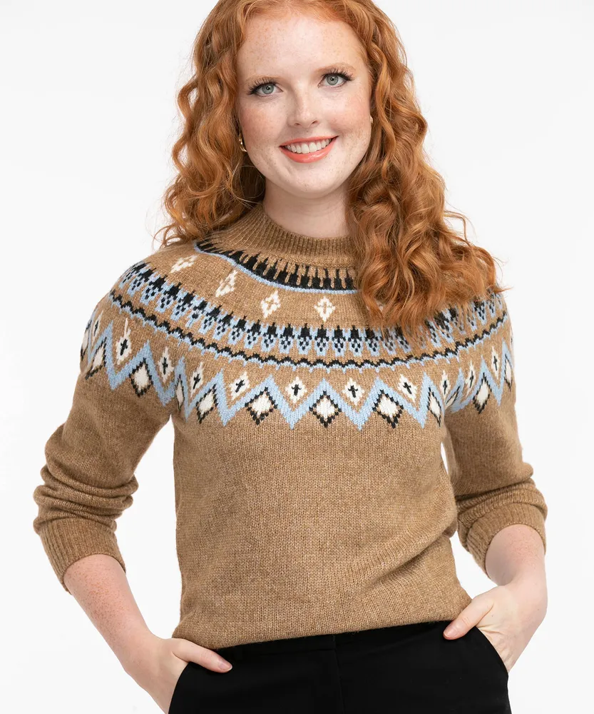 Fair Isle Mock Neck Sweater