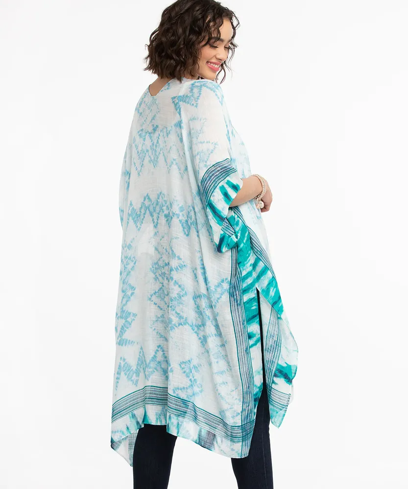 Tie-Dye Border Print Ruana