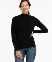 Button Detail Mock Neck Sweater