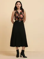 Sleeveless Mix Media Henley Top