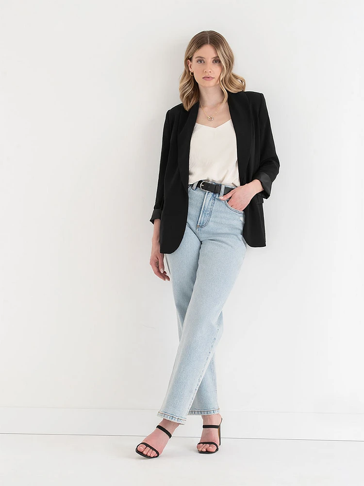 Shawl Collar Open Front Blazer