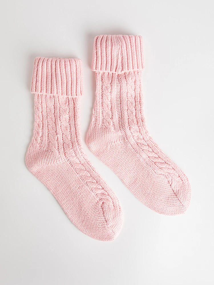 High Crew Cable Socks